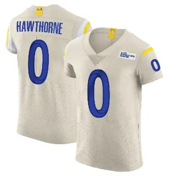 ＃0 Men's Decarius Hawthorne Elite Los Angeles Rams Bone Vapor Jersey