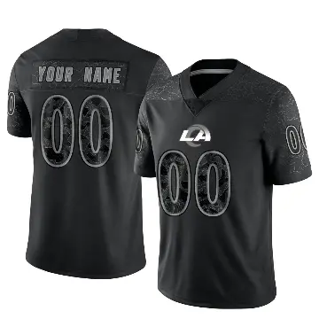 ＃00 Men's Custom Black Limited Los Angeles Rams Reflective Jersey