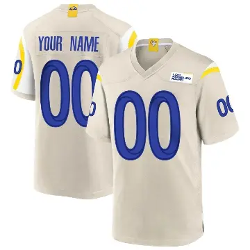 ＃00 Men's Custom Game Los Angeles Rams Bone Jersey
