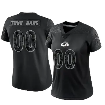 ＃00 Women's Custom Black Limited Los Angeles Rams Reflective Jersey