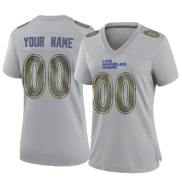 ＃00 Women's Custom Gray Game Los Angeles Rams Atmosphere Fashion Jersey