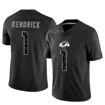 ＃1 Men's Derion Kendrick Black Limited Los Angeles Rams Reflective Jersey