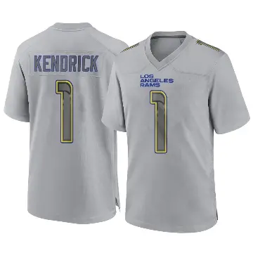 ＃1 Men's Derion Kendrick Gray Game Los Angeles Rams Atmosphere Fashion Jersey