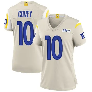 ＃10 Women's Britain Covey Game Los Angeles Rams Bone Jersey