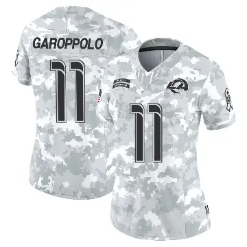 ＃11 Women's Jimmy Garoppolo Arctic Camo Limited Los Angeles Rams 2024 Salute to Service Jersey