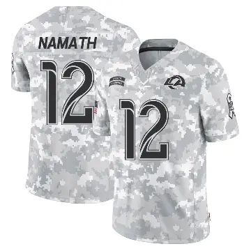 ＃12 Men's Joe Namath Arctic Camo Limited Los Angeles Rams 2024 Salute to Service Jersey