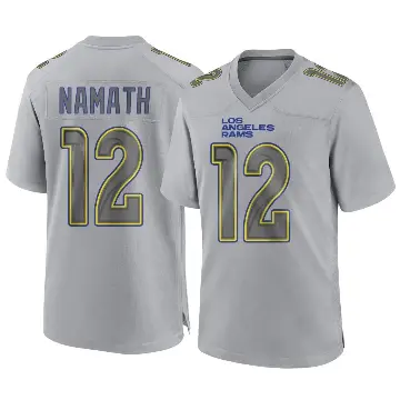 ＃12 Men's Joe Namath Gray Game Los Angeles Rams Atmosphere Fashion Jersey