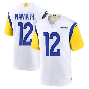 ＃12 Men's Joe Namath White Game Los Angeles Rams Jersey