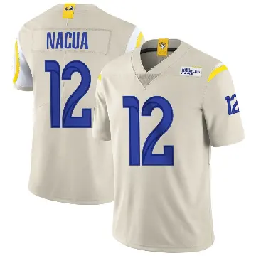 ＃12 Men's Puka Nacua Limited Los Angeles Rams Bone Vapor Jersey