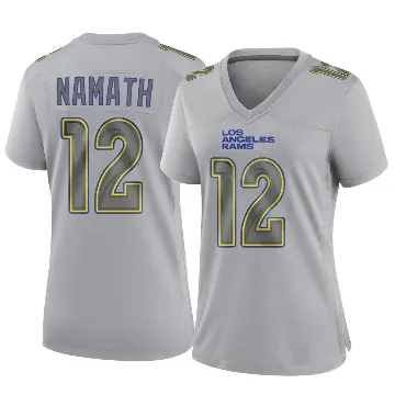 ＃12 Women's Joe Namath Gray Game Los Angeles Rams Atmosphere Fashion Jersey