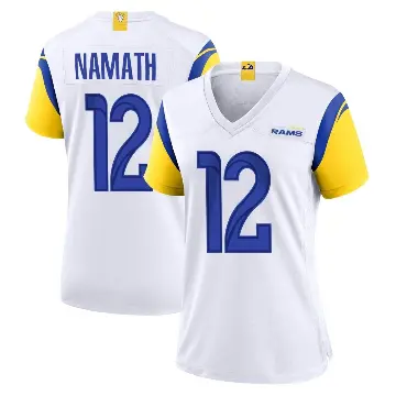 ＃12 Women's Joe Namath White Game Los Angeles Rams Jersey