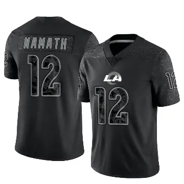 ＃12 Youth Joe Namath Black Limited Los Angeles Rams Reflective Jersey