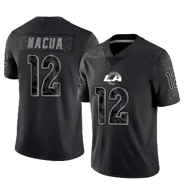 ＃12 Youth Puka Nacua Black Limited Los Angeles Rams Reflective Jersey