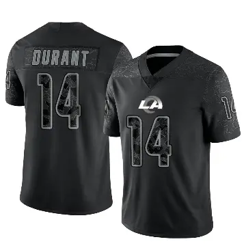＃14 Men's Cobie Durant Black Limited Los Angeles Rams Reflective Jersey