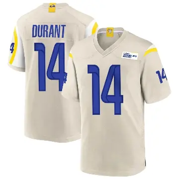 ＃14 Men's Cobie Durant Game Los Angeles Rams Bone Jersey