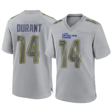 ＃14 Men's Cobie Durant Gray Game Los Angeles Rams Atmosphere Fashion Jersey