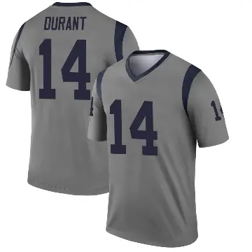 ＃14 Men's Cobie Durant Gray Legend Los Angeles Rams Inverted Jersey