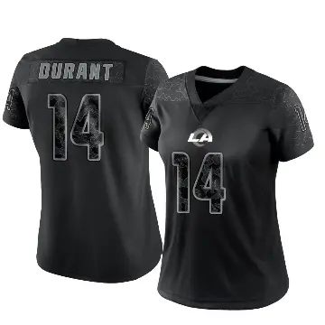 ＃14 Women's Cobie Durant Black Limited Los Angeles Rams Reflective Jersey