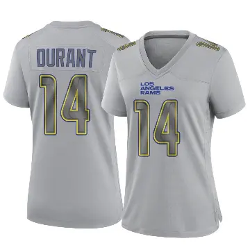 ＃14 Women's Cobie Durant Gray Game Los Angeles Rams Atmosphere Fashion Jersey