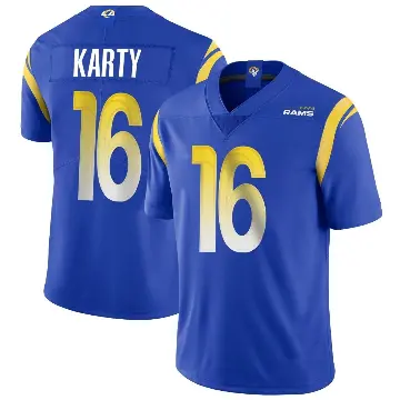 ＃16 Men's Joshua Karty Royal Limited Los Angeles Rams Alternate Vapor Untouchable Jersey