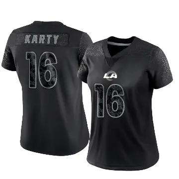＃16 Women's Joshua Karty Black Limited Los Angeles Rams Reflective Jersey