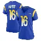 ＃16 Women's Joshua Karty Royal Game Los Angeles Rams Alternate Jersey