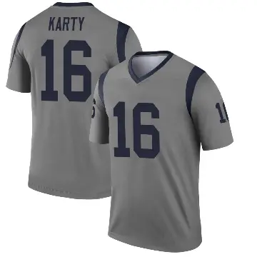 ＃16 Youth Joshua Karty Gray Legend Los Angeles Rams Inverted Jersey