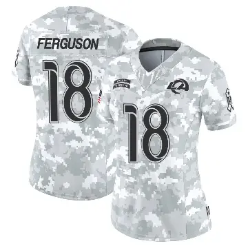 ＃18 Women's Terrance Ferguson Arctic Camo Limited Los Angeles Rams 2024 Salute to Service Jersey