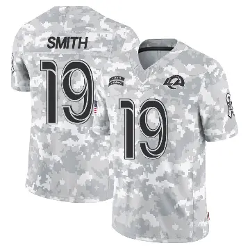 ＃19 Men's Xavier Smith Arctic Camo Limited Los Angeles Rams 2024 Salute to Service Jersey