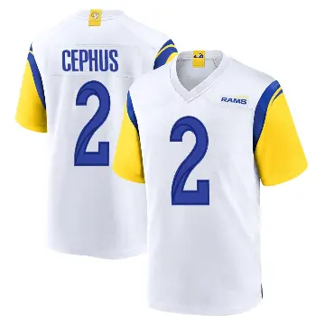 ＃2 Men's Quintez Cephus White Game Los Angeles Rams Jersey