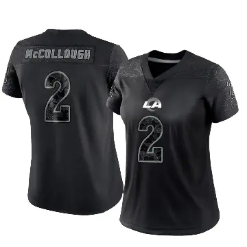 ＃2 Women's Jaylen McCollough Black Limited Los Angeles Rams Reflective Jersey