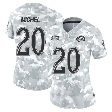 ＃20 Women's Sony Michel Arctic Camo Limited Los Angeles Rams 2024 Salute to Service Jersey