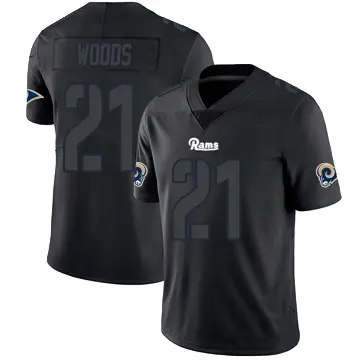 ＃21 Men's Charles Woods Black Impact Limited Los Angeles Rams Jersey