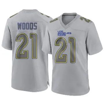 ＃21 Men's Charles Woods Gray Game Los Angeles Rams Atmosphere Fashion Jersey