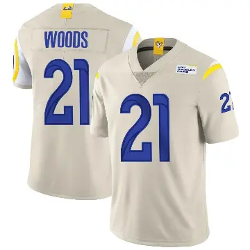 ＃21 Men's Charles Woods Limited Los Angeles Rams Bone Vapor Jersey