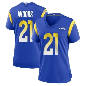 ＃21 Women's Charles Woods Royal Game Los Angeles Rams Alternate Jersey