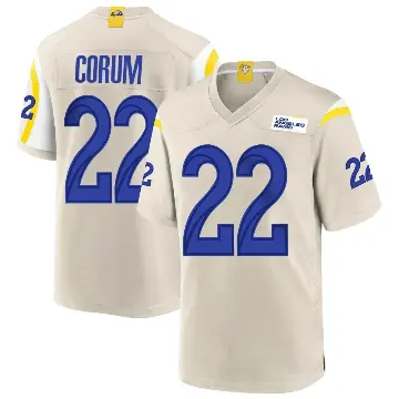 ＃22 Men's Blake Corum Game Los Angeles Rams Bone Jersey