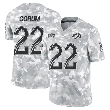 ＃22 Youth Blake Corum Arctic Camo Limited Los Angeles Rams 2024 Salute to Service Jersey