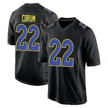 ＃22 Youth Blake Corum Black Game Los Angeles Rams Fashion Jersey