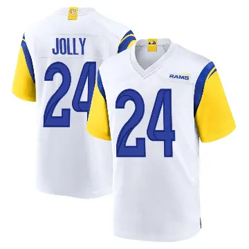 ＃24 Men's Shaun Jolly White Game Los Angeles Rams Jersey