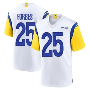 ＃25 Men's Emmanuel Forbes Jr. White Game Los Angeles Rams Jersey