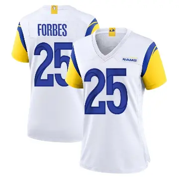 ＃25 Women's Emmanuel Forbes Jr. White Game Los Angeles Rams Jersey