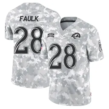 ＃28 Men's Marshall Faulk Arctic Camo Limited Los Angeles Rams 2024 Salute to Service Jersey