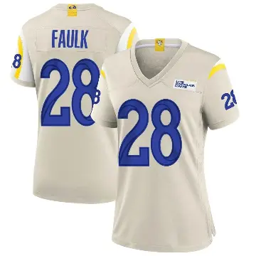 ＃28 Women's Marshall Faulk Game Los Angeles Rams Bone Jersey