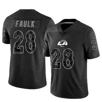＃28 Youth Marshall Faulk Black Limited Los Angeles Rams Reflective Jersey