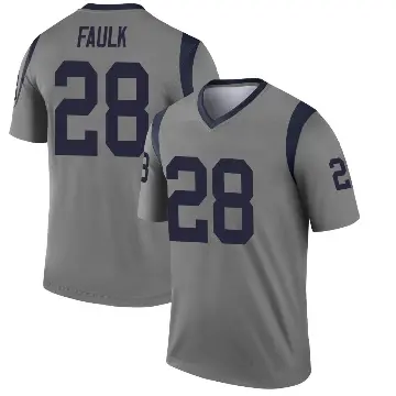 ＃28 Youth Marshall Faulk Gray Legend Los Angeles Rams Inverted Jersey