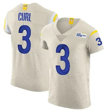 ＃3 Men's Kamren Curl Elite Los Angeles Rams Bone Vapor Jersey