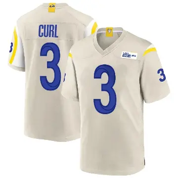 ＃3 Men's Kamren Curl Game Los Angeles Rams Bone Jersey
