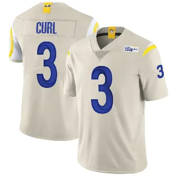 ＃3 Men's Kamren Curl Limited Los Angeles Rams Bone Vapor Jersey