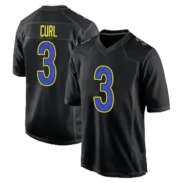 ＃3 Youth Kamren Curl Black Game Los Angeles Rams Fashion Jersey